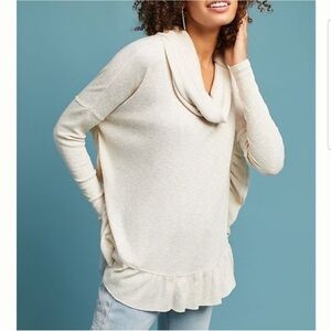 Anthropologie Cream Cowl Neck Tunic Sweater